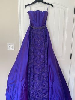 Sherri Hill Purple Size 0 Straight Liquid Beaded Custom Silk Ball gown on Queenly