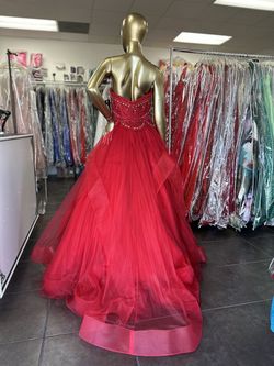 Style 1811p5799 Terani Couture Red Size 8 Quinceanera Tulle Prom Ball gown on Queenly