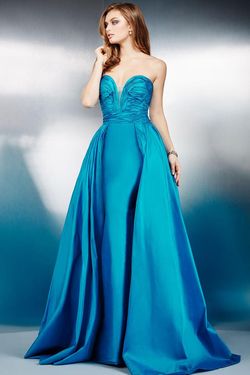 Style 36163 Jovani Blue Size 6 Pageant Floor Length Overskirt Prom Ball gown on Queenly