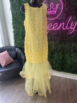 Faeriesty Yellow Size 16 Free Shipping Tulle Prom Mermaid Dress on Queenly