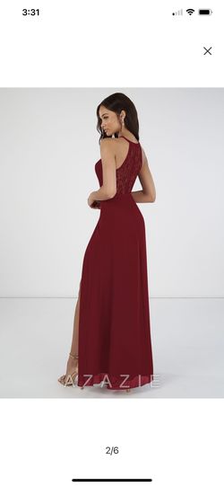 azazie Red Size 12 Floor Length Free Shipping Side slit Dress on Queenly
