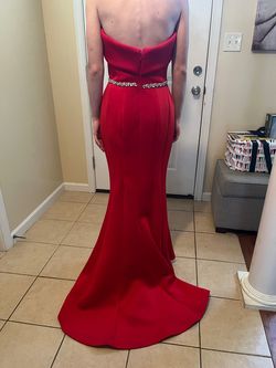 Jovani Red Size 4 Jersey Military Mermaid Dress on Queenly