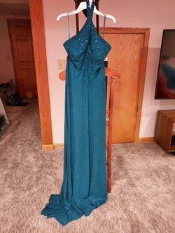 Colors Green Size 10 Black Tie Military Straight Dress on Queenly