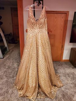 Colors Gold Size 6 Corset Floor Length Ball gown on Queenly