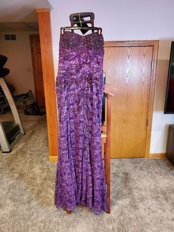 Fabuluxe Purple Size 12 Plus Size Floor Length Straight Dress on Queenly