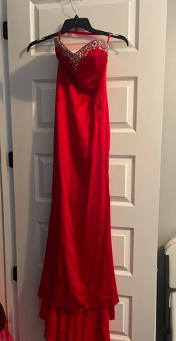 Tiffany Designs Red Size 2 Strapless Jewelled Train Dress on Queenly