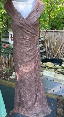 La Femme Brown Size 8 Military Lace Wedding Guest Pageant Free Shipping Straight Dress on Queenly