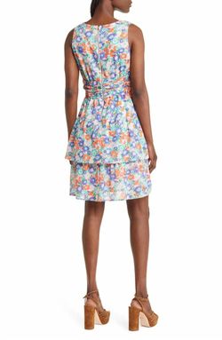 Style 1-1198375900-2696 BANJANAN Blue Size 12 Sorority Rush Free Shipping Mini Floral Sorority Cocktail Dress on Queenly