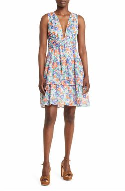 Style 1-1198375900-2696 BANJANAN Blue Size 12 Sorority Rush Free Shipping Mini Floral Sorority Cocktail Dress on Queenly