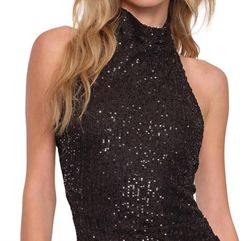 Style 1-1566846051-2901 heartloom Black Size 8 Sequined Sorority Rush Free Shipping Halter Cocktail Dress on Queenly