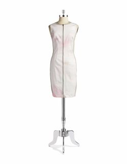 Style 1-1694796746-1901 T Tahari White Size 6 Bridal Shower Sorority Rush Tall Height Print Summer Cocktail Dress on Queenly