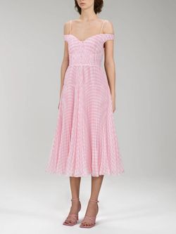 Style 1-177523049-1498 self-portrait Pink Size 4 Flare Polyester Boat Neck Cocktail Dress on Queenly