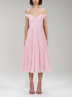 Style 1-177523049-1498 self-portrait Pink Size 4 Flare Polyester Boat Neck Cocktail Dress on Queenly