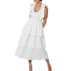 Style 1-198697820-2696 Cleobella White Size 12 Engagement Cocktail Dress on Queenly