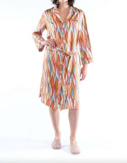 Style 1-3755019730-95 LA PRESTIC OUISTON Multicolor Size 0 Belt Long Sleeve Cocktail Dress on Queenly