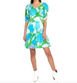 Style 1-3894578367-3011 Olivia James the Label Multicolor Size 8 Sorority Rush Floral Turquoise Cocktail Dress on Queenly