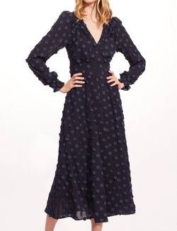 Style 1-4003239639-2168 EVA FRANCO Blue Size 8 Free Shipping Tall Height Military Long Sleeve Floor Length Straight Dress on Queenly