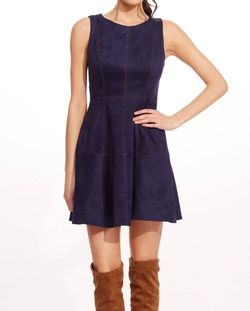 Style 1-447780276-1498 EVA FRANCO Blue Size 4 Suede Spandex Cocktail Dress on Queenly