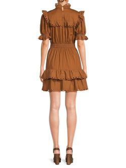 Style 1-756690581-2901 Stellah Brown Size 8 Sorority Rush Tall Height Sleeves Cocktail Dress on Queenly