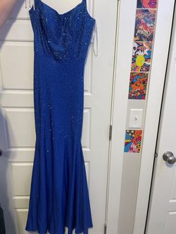 Amarra Blue Size 2 Prom Swoop Tall Height Mermaid Dress on Queenly