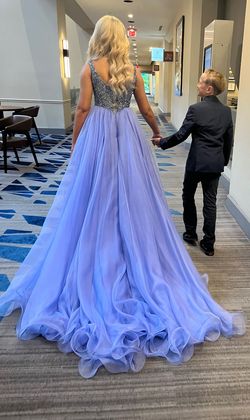 Sherri Hill Purple Size 6 Ball Gown Prom Beaded Top Train Dress on Queenly