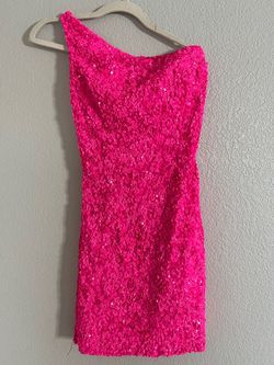 Sherri Hill Pink Size 4 Fully Beaded Jersey Sequined Semi-formal Cocktail Dress on Queenly
