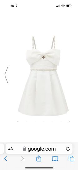 Self-Portrait White Size 6 Pearls Graduation Square Military A-line Dress on Queenly