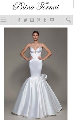 Pnina Tornai White Size 4 Strapless Wedding Mermaid Dress on Queenly