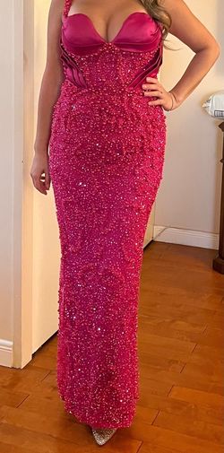 Minna fashion Pink Size 6 Black Tie Floor Length Straight Dress on Queenly