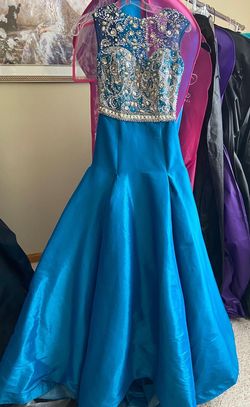 Camille La Vie Blue Size 0 Quinceanera Pageant Beaded Top Ball gown on Queenly