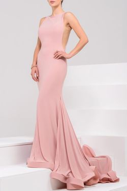 Style 47100 Jovani Pink Size 6 Train Mermaid Dress on Queenly