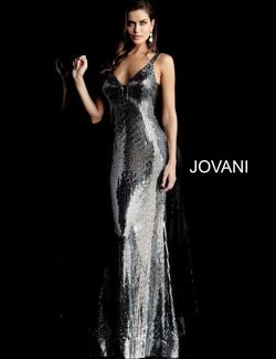 Style 63511 Jovani Silver Size 10 Military Flare 63511 Fitted Mermaid Dress on Queenly