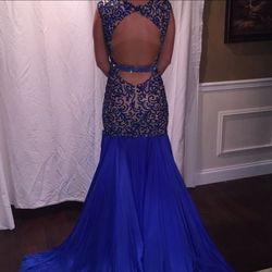 Sherri Hill Blue Size 4 50 Off Custom Floor Length A-line Dress on Queenly