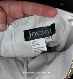 Jovani White Size 22 Shiny Ball gown on Queenly