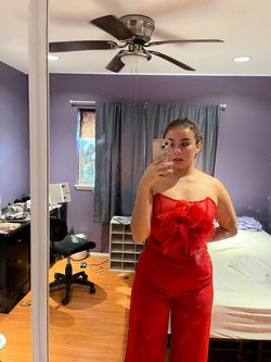 Style Esmeralda Corset Jumpsuit Fashion Nova Red Size 12 Plus Size Nightclub Tall Height Floor Length Jumpsuit Dress on Queenly
