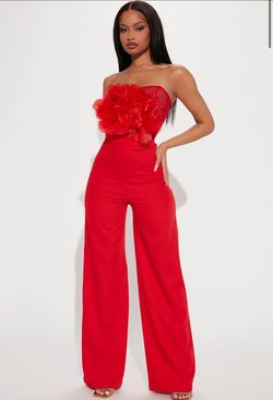 Style Esmeralda Corset Jumpsuit Fashion Nova Red Size 12 Plus Size Nightclub Tall Height Floor Length Jumpsuit Dress on Queenly