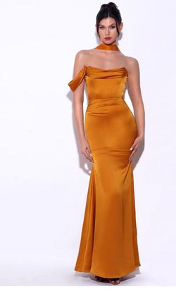 Style 2452MC42Gold Miss Circle Gold Size 00 Jersey Mermaid Dress on Queenly