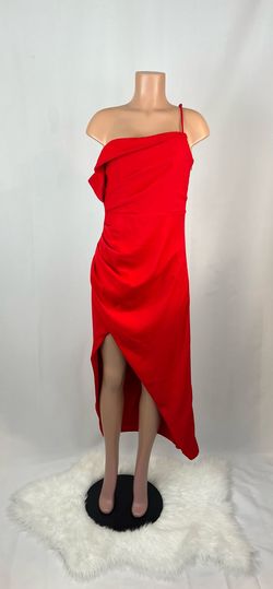 Lulus Red Size 12 Prom Jersey Side slit Dress on Queenly