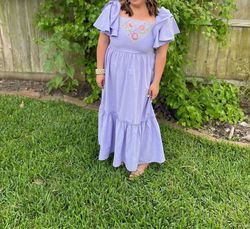 Style 1-1087597970-3010 Margarita Mercantile Purple Size 8 Free Shipping Military Pockets Straight Dress on Queenly