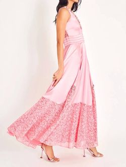 Style 1-1882178798-1498 LoveShackFancy Pink Size 4 V Neck Floor Length Custom A-line Dress on Queenly