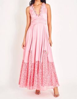 Style 1-1882178798-1498 LoveShackFancy Pink Size 4 V Neck Floor Length Custom A-line Dress on Queenly