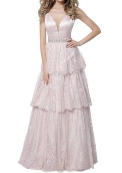 Style 1-239612847-1498 JOVANI Pink Size 4 Lace Polyester Pageant A-line Dress on Queenly