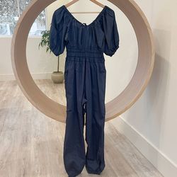 Style 1-2628489427-2696 STARKx Blue Size 12 Tall Height Floor Length Jumpsuit Dress on Queenly