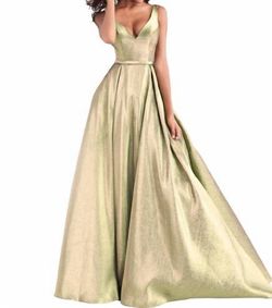 Style 1-2682035651-5 JOVANI Green Size 0 Polyester V Neck Free Shipping Ball gown on Queenly