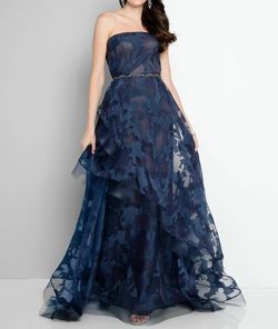 Style 1-2713447754-649 Terani Couture Blue Size 2 Tall Height Floor Length Navy Ball gown on Queenly