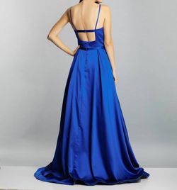 Style 1-2810314703-1498 Dave and Johnny Blue Size 4 Belt Dave & Johnny Tall Height Floor Length A-line Dress on Queenly