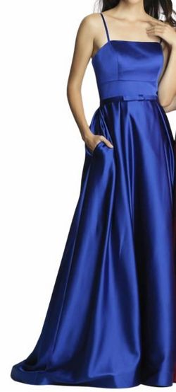 Style 1-2810314703-1498 Dave and Johnny Blue Size 4 Belt Dave & Johnny Tall Height Floor Length A-line Dress on Queenly