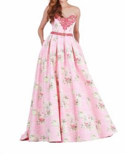 Style 1-380718623-1498 Angela and Alison Pink Size 4 Print Polyester Bridgerton Ball gown on Queenly