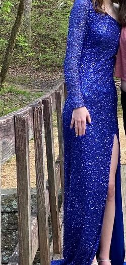 Ashley Lauren Blue Size 0 Medium Height Prom Jersey Floor Length Mermaid Dress on Queenly