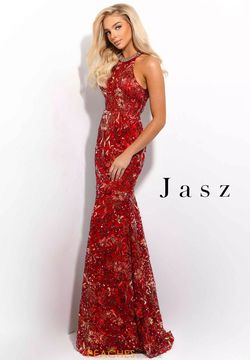 Style 7316 Jasz Couture Bright Red Size 00 Overskirt Military Prom Fitted Straight Dress on Queenly
